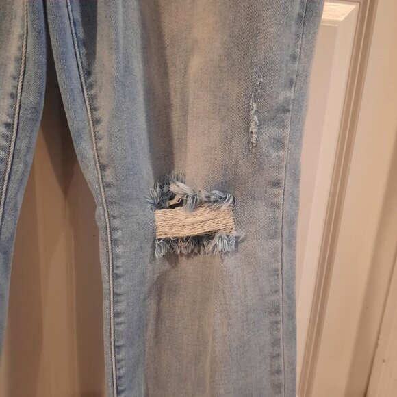 Judy Blue Jeans Womens 13/31 Straight Distressed 90s Boho Light Wash Festival - Picture 4 of 14